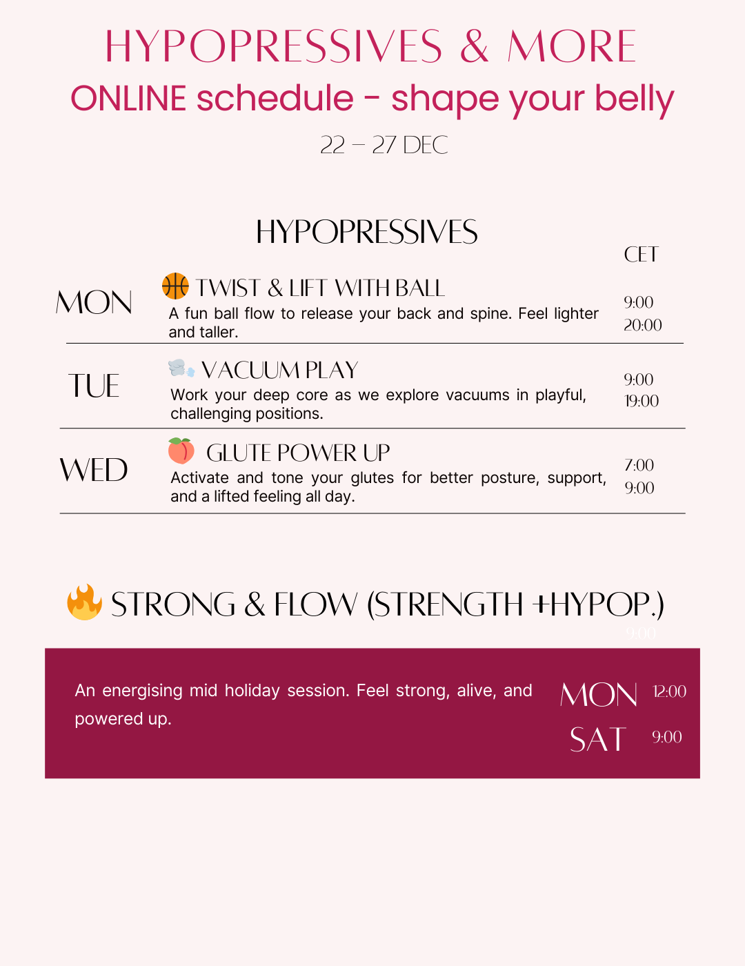 hypopressive - low pressure fintess - live classes