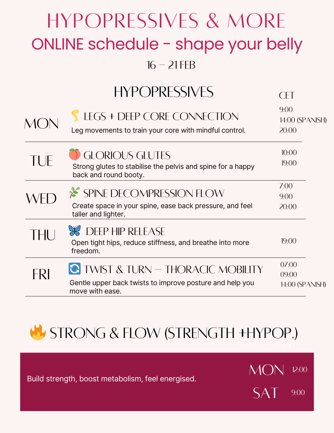 hypopressive - low pressure fintess - live classes