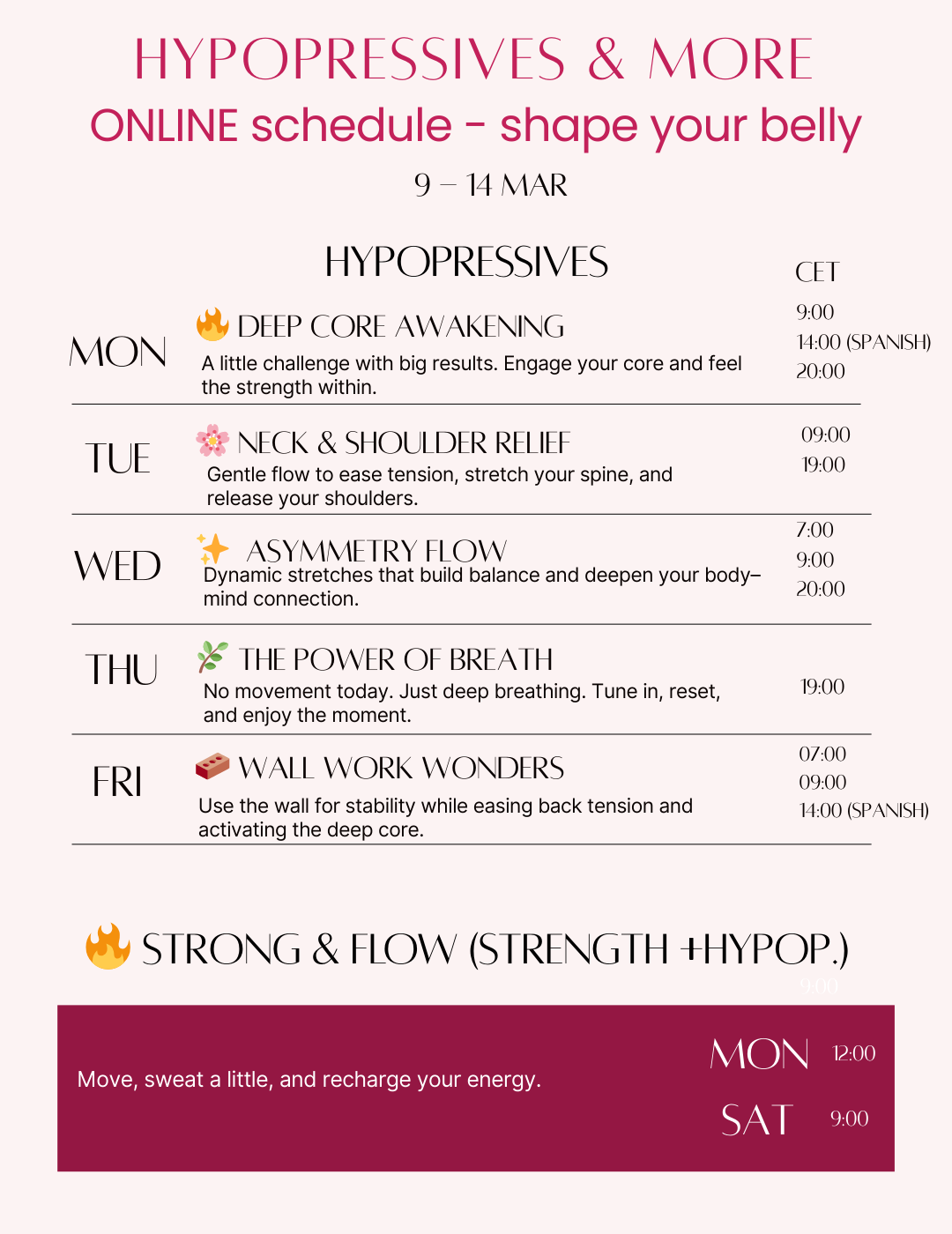 hypopressive - low pressure fitness- live classes