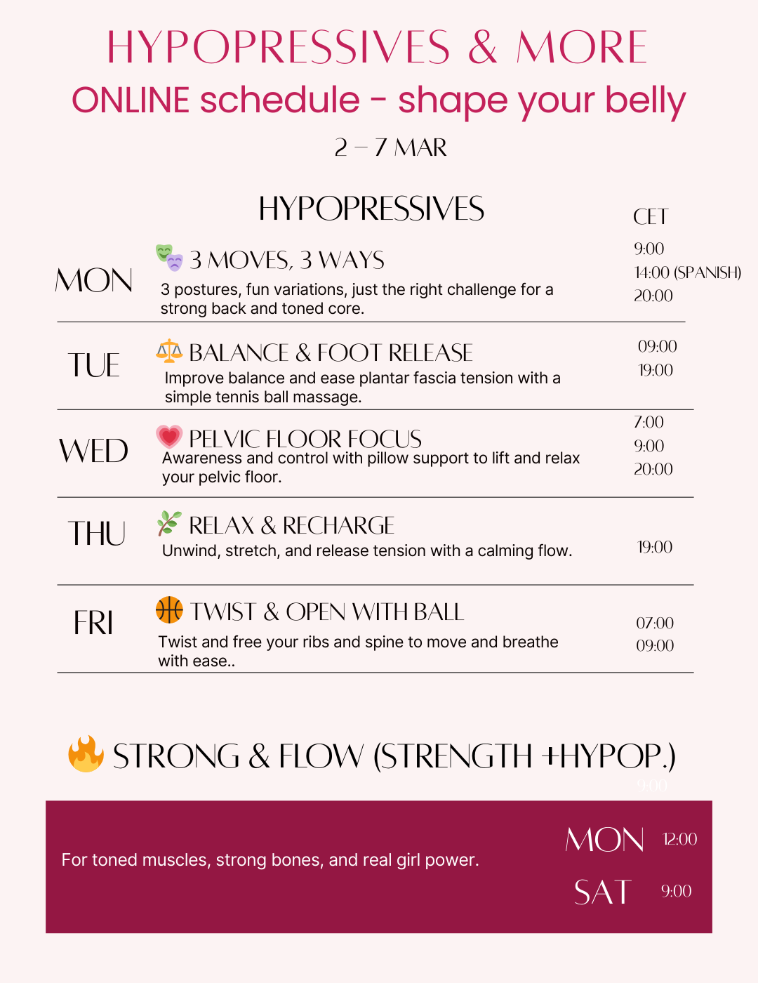 hypopressive - low pressure fintess - live classes