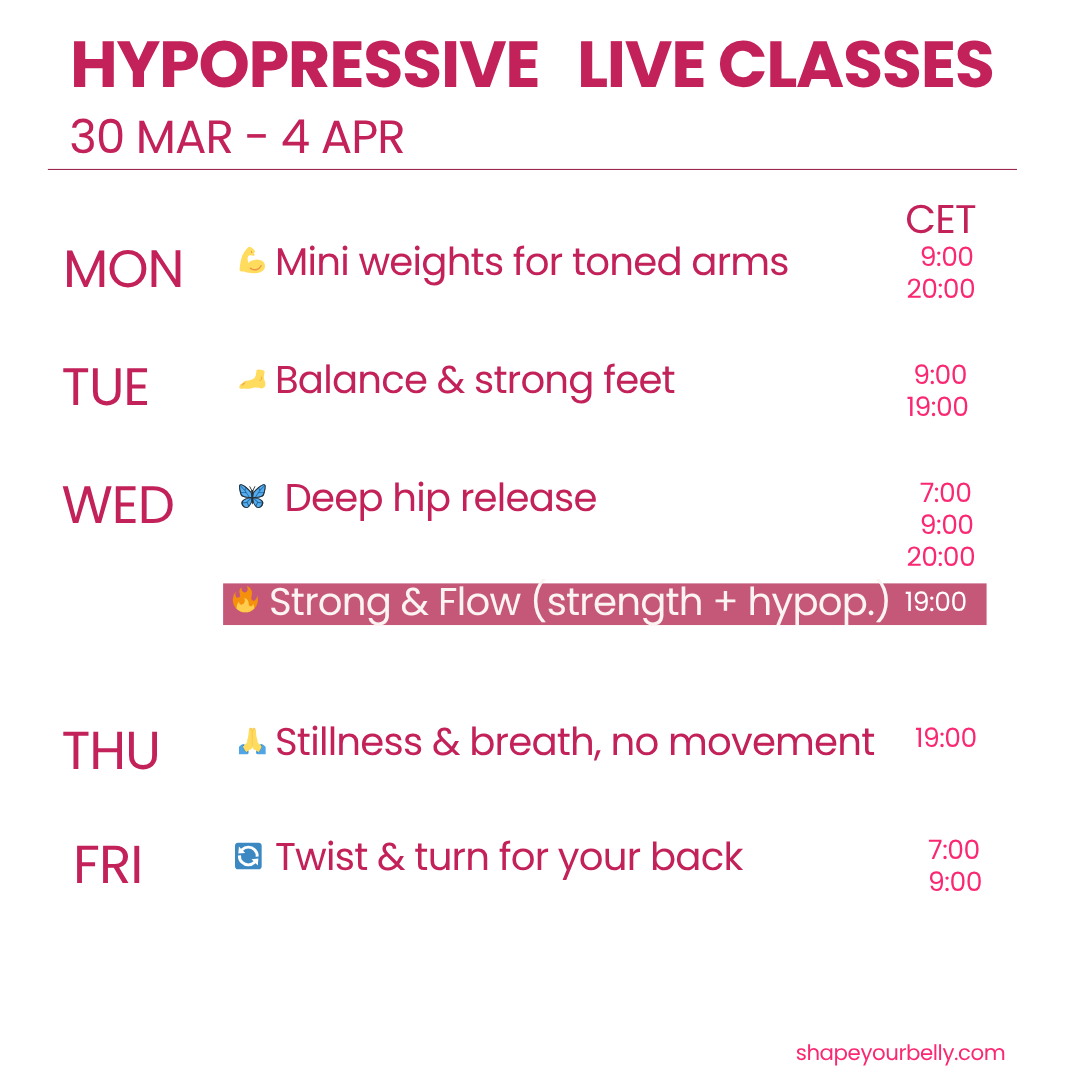 hyporpessive - low pressure fitness- live classes - for a healthy pelvic floor, core and back