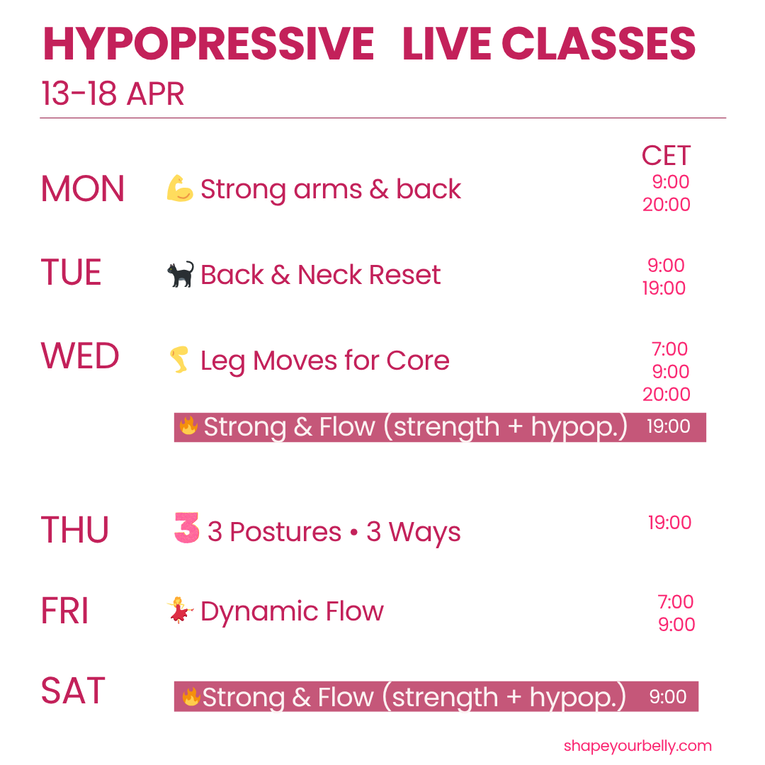 LIve hypopressive classes for your pelvic floor and back.