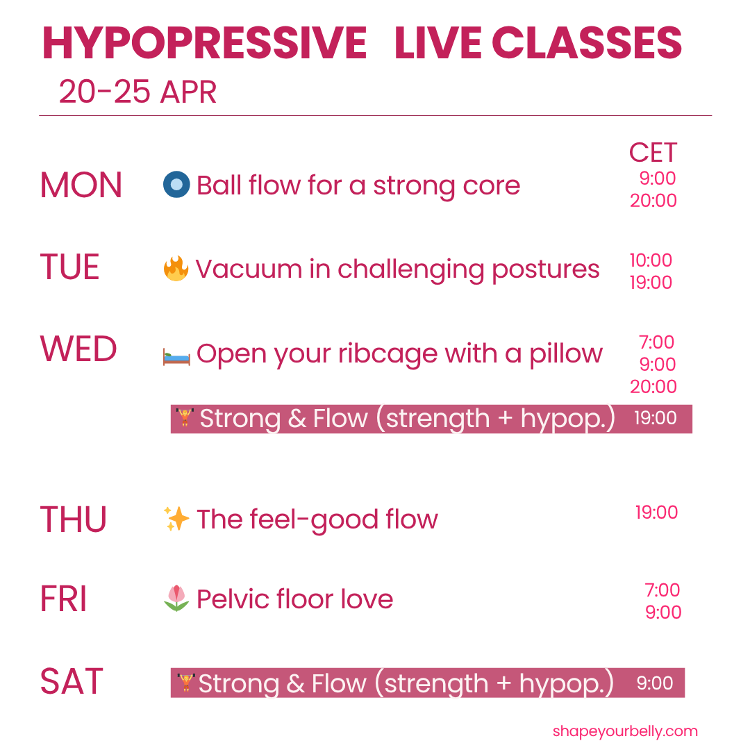 LIve hypopressive classes for your pelvic floor and back.