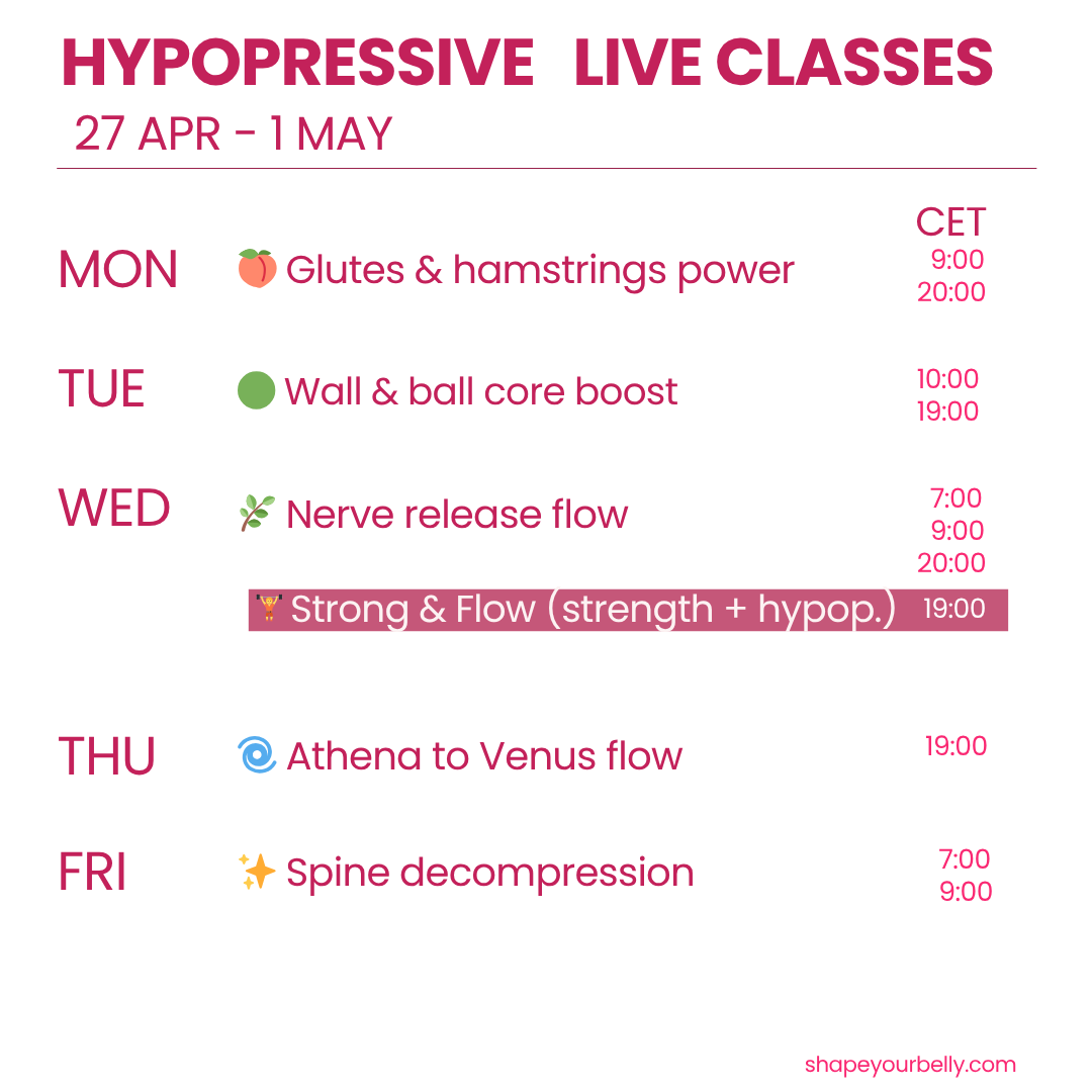 LIve hypopressive classes for your pelvic floor and back.
